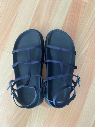 Sandalias Zara Plataforma Azul Talla 39