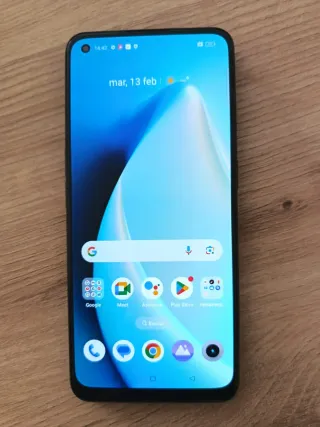 Teléfono móvil negro y azul