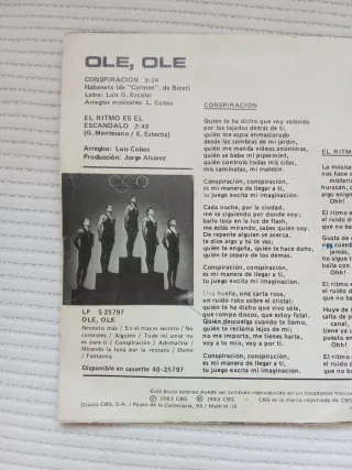 Disco vinilo single OLE OLE conspiración