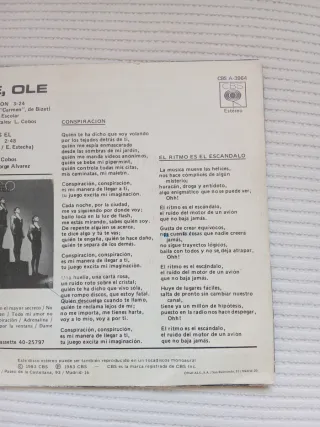 Disco vinilo single OLE OLE conspiración