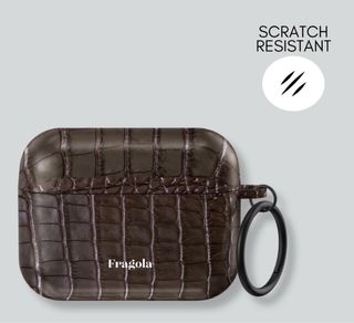 Custodia AirPods effetto coccodrillo marrone