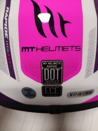 Casco de moto MT con visor y funda