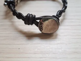 Pulsera Uno de 50 Cuero y Plata