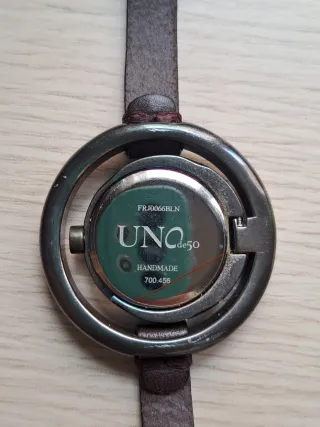 Reloj Uno de 50 Cuero Marrón y Plata