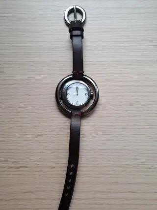 Reloj Uno de 50 Cuero Marrón y Plata