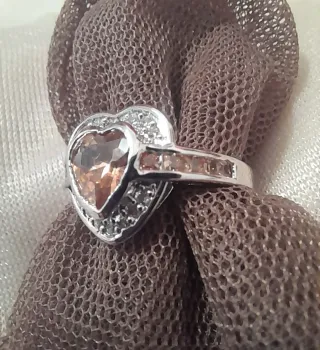 Anillo Plata Corazón Morganite Talla 17