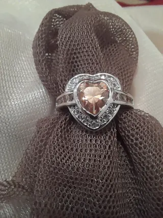 Anillo Plata Corazón Morganite Talla 17