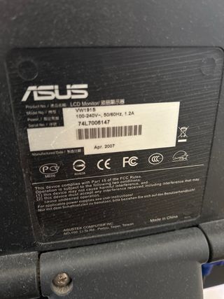 Monitor ASUS VW191S Negro