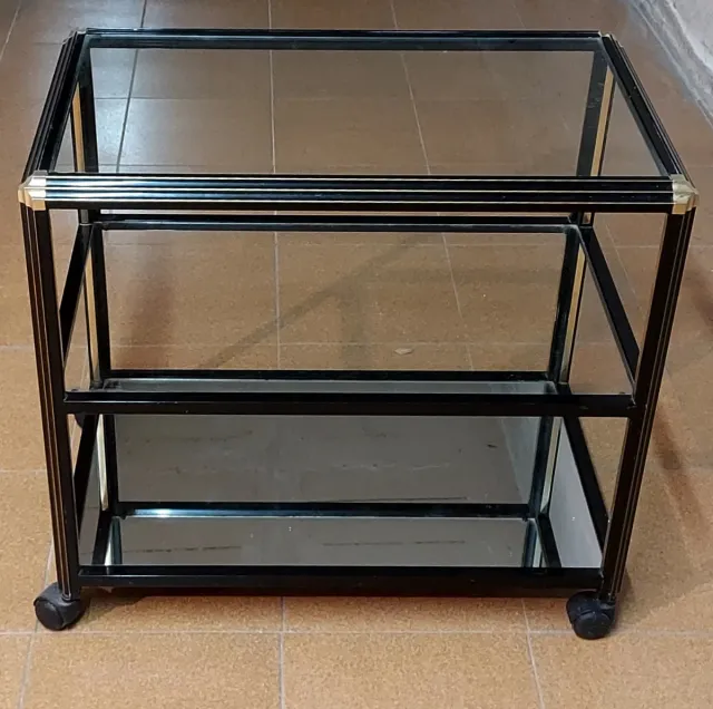 Carrello ausiliario design in vetro e metallo