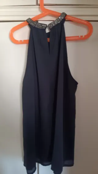 Blusa fiesta sin mangas pedrería