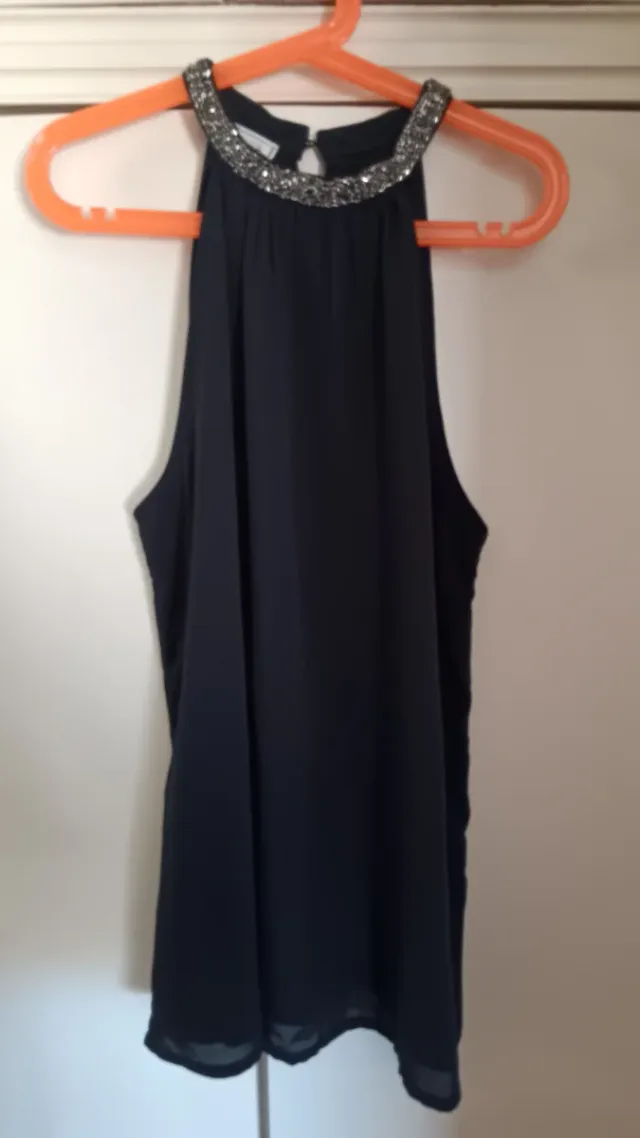 Blusa fiesta sin mangas pedrería