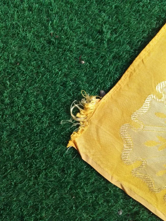 Colcha antigua de seda dorada