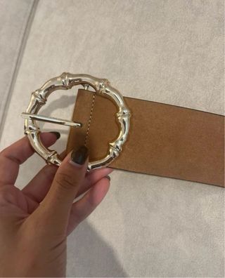 Cintura marrone fibbia dorata 92cm