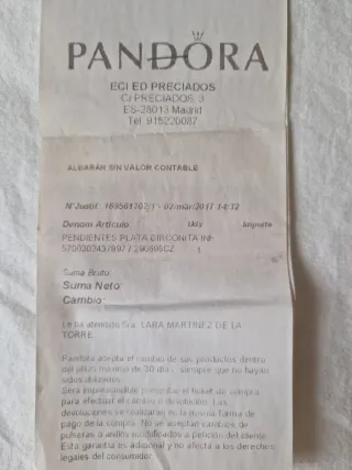 Pendientes Pandora plata y circonita