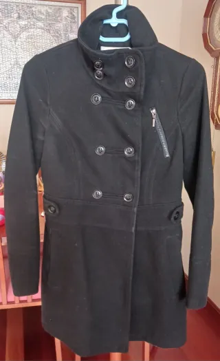 Abrigo paño mujer negro