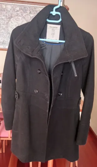 Abrigo paño mujer negro