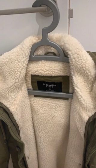 Parka Verde Forro Borreguito Talla S. Cola de pez