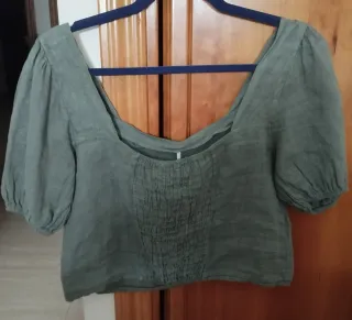 Top Lino Verde Talla Única