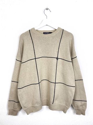 Jersey Nautica Retro 2000s Oversize Beige Cuadros