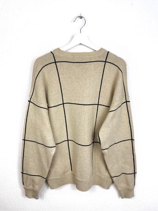 Jersey Nautica Retro 2000s Oversize Beige Cuadros