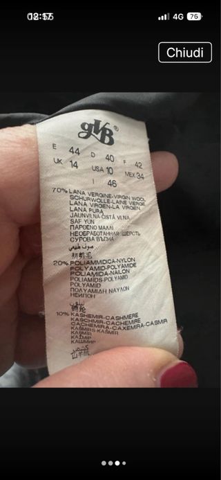 Cappotto nero lana e cashmere