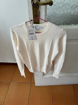 Jersey Zara Básico Crema Talla S