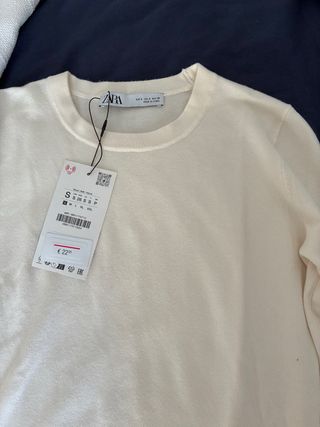 Jersey Zara Básico Crema Talla S