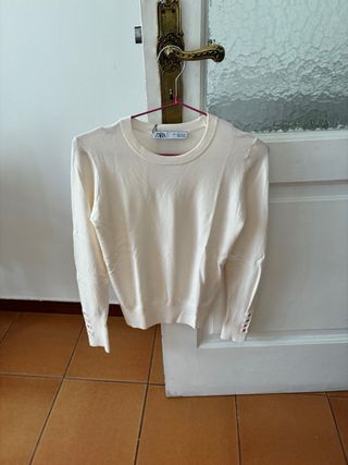 Jersey Zara Básico Crema Talla S