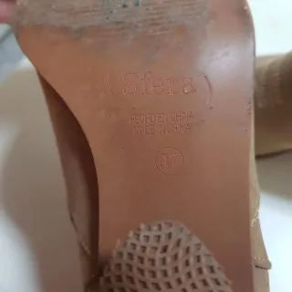 Botines tacón beige/marrón