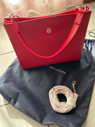 Borsa Tommy Hilfiger rossa ecopelle