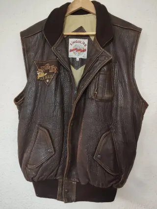 Chaleco de piel cocodrilo vintage aviador