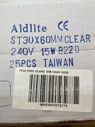 Bombillas bayoneta 220V 15W (Pack 9)