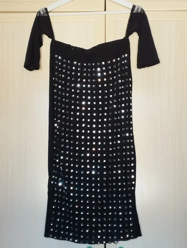 Vestido fiesta pedrería negro T.36