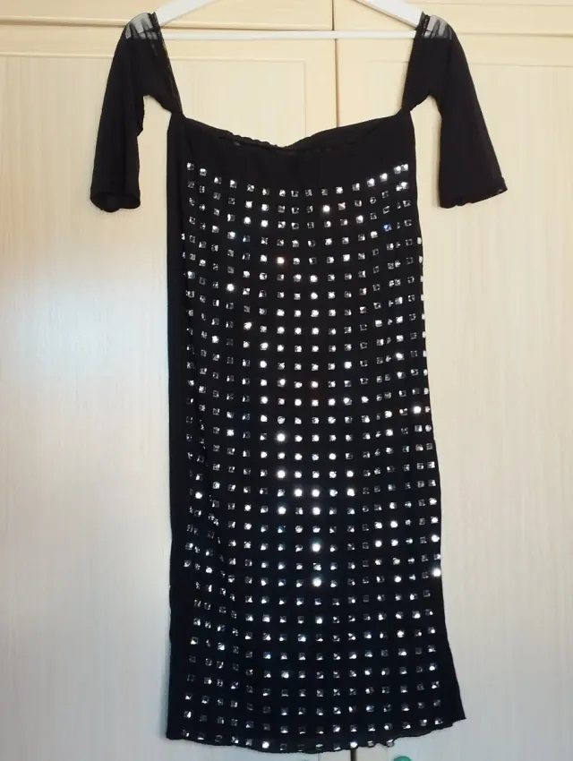 Vestido fiesta pedrería negro T.36