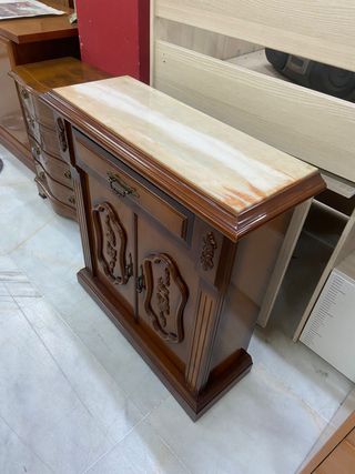 RECIBIDOR ANTIGUO MADERA Y MÁRMOL