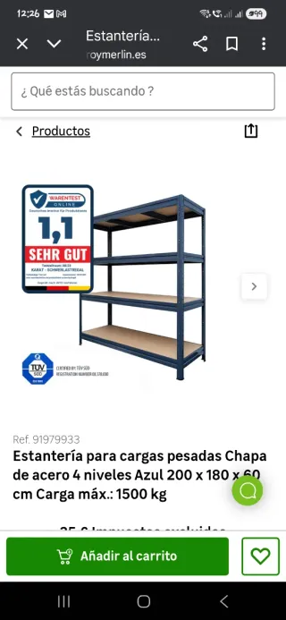 Estantería Carga Pesada 4 Niveles