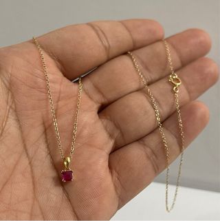 Collar Oro 14k con Colgante Rubí Natural