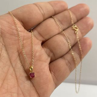 Collar Oro 14k con Colgante Rubí Natural