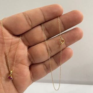 Collar Oro 14k con Colgante Rubí Natural