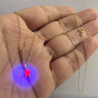 Collar Oro 14k con Colgante Rubí Natural