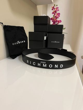 Cintura John Richmond Pelle Nera Fibbia Argento