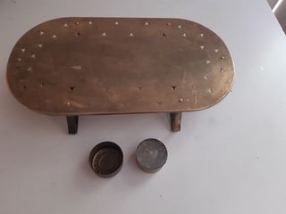 Scaldavivande in ottone con porta candele