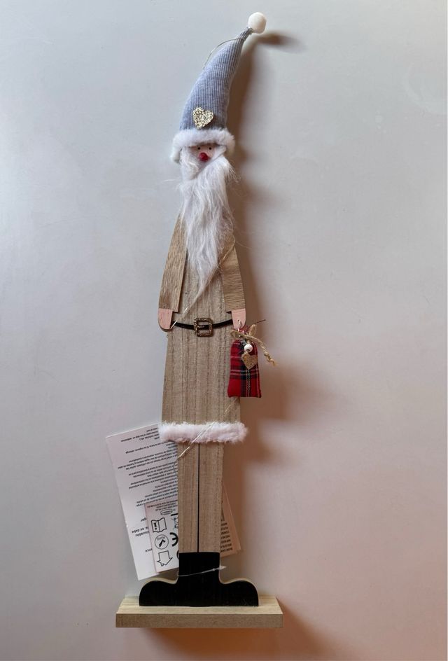 Babbo Natale in legno con luce LED 60 cm