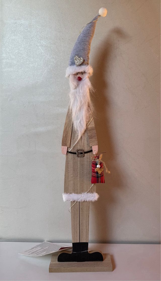 Babbo Natale in legno con luce LED 60 cm
