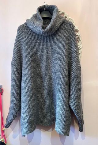 Jersey Zara Gris Cuello Alto Oversize T L