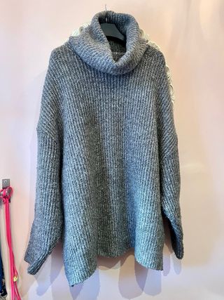 Jersey Zara Gris Cuello Alto Oversize T L