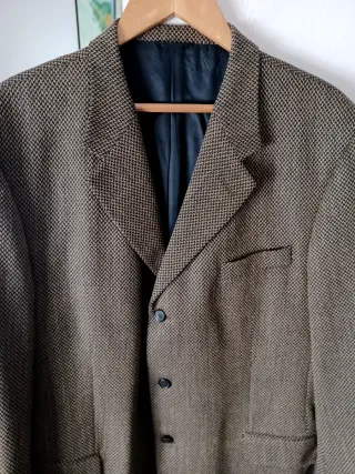 Americana caballero marrón y negro, de cachemire.