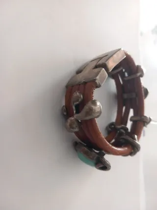 Pulsera Uno de 50 Cuero y Turquesa