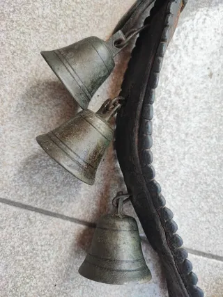 Collare antico per cavallo con 8 campane