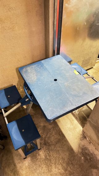 Mesa y Sillas Camping Portátil Azul